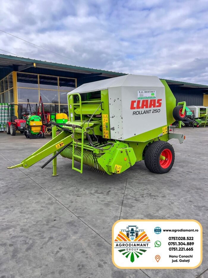 Claas ROLLANT 250 - 2004 - Ață & Plasă - Pick-up 2.1m - 80CP - Presa baloți rotunzi