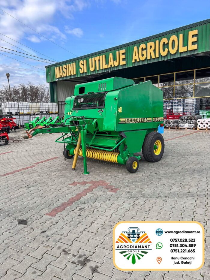 John Deere 565 - Ață & Plasă - Pick-up 2.0m - 50CP - 1999 - Presa baloți rotunzi