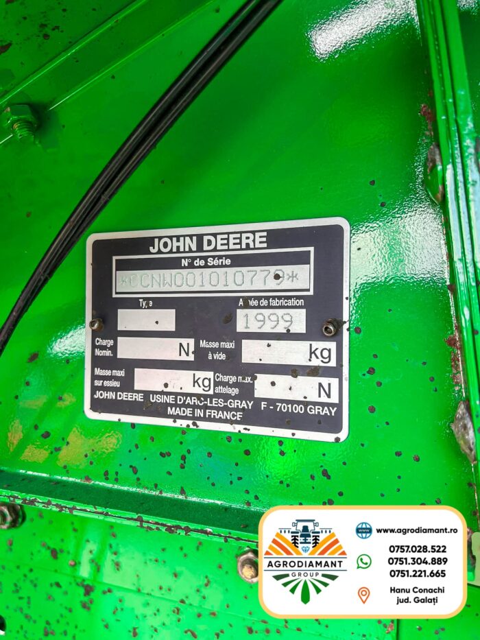 John Deere 565 - Ață & Plasă - Pick-up 2.0m - 50CP - 1999 - Presa baloți rotunzi - imagine 12