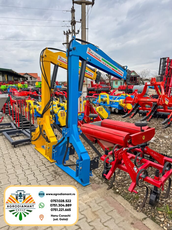 Macara cu braț extensibil și prindere în 3 puncte + cuplaj utilaj adiacent RayTech 1200kg - imagine 2