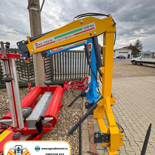 Macara cu braț extensibil și prindere în 3 puncte + cuplaj utilaj adiacent RayTech 1200kg